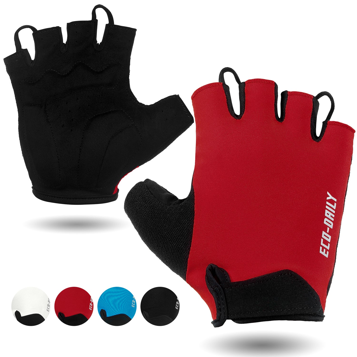 Men's Women's Padded Half Finger Cycling Bike Gloves-ST1905-Red