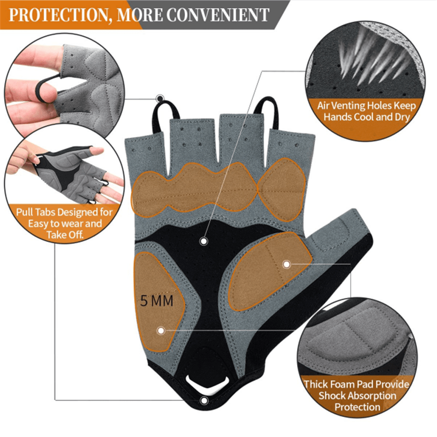 souke sports, souke ST1901, cycling accessories, riding accessories, cycling gloves, half finger cycling gloves, bicycle gloves for men and women, road bike cycling gloves, black and white cycling gloves, cycling gloves padded, padded cycling gloves for men and women, (4590593310833)