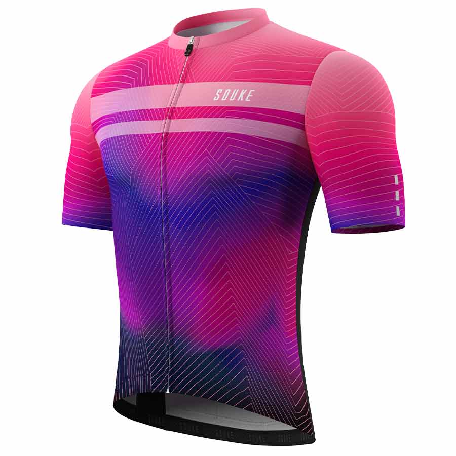Souke Men's Hi Race Quick Dry Tie Dye Pro Biker Short Sleeve Cycling Jersey, Extreme Comfort, CS1104-Pink (6558177689713)