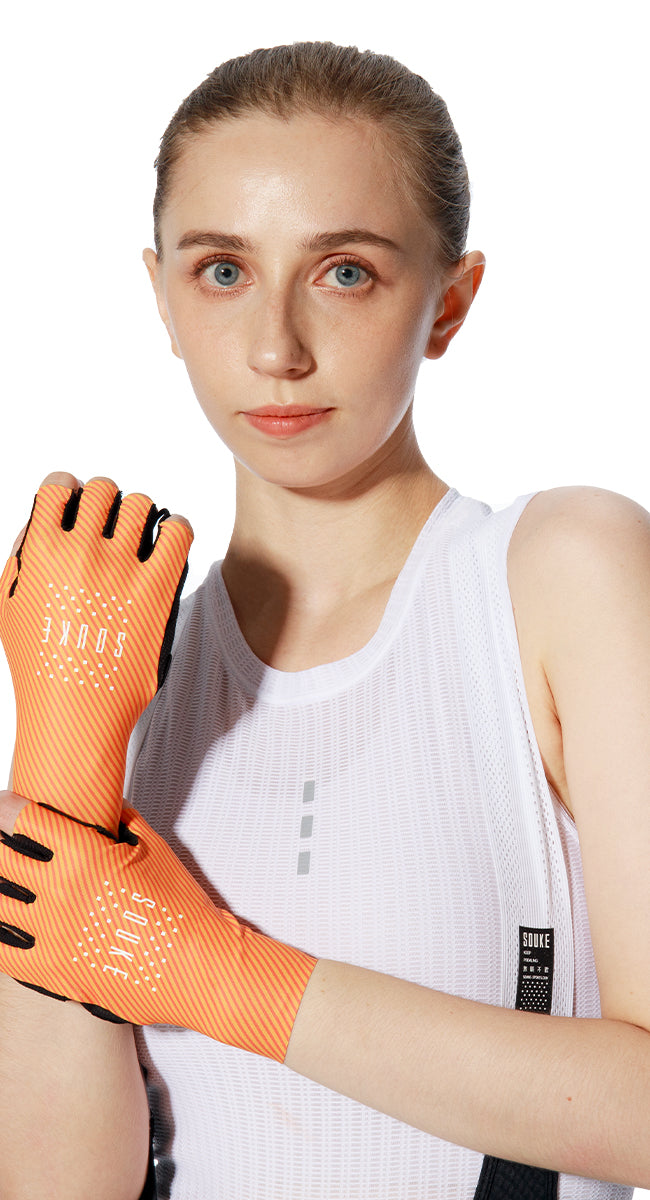 Road Bike Half Finger Cycling Gloves for Men and Women-ST1904-Orange (6672190472305)