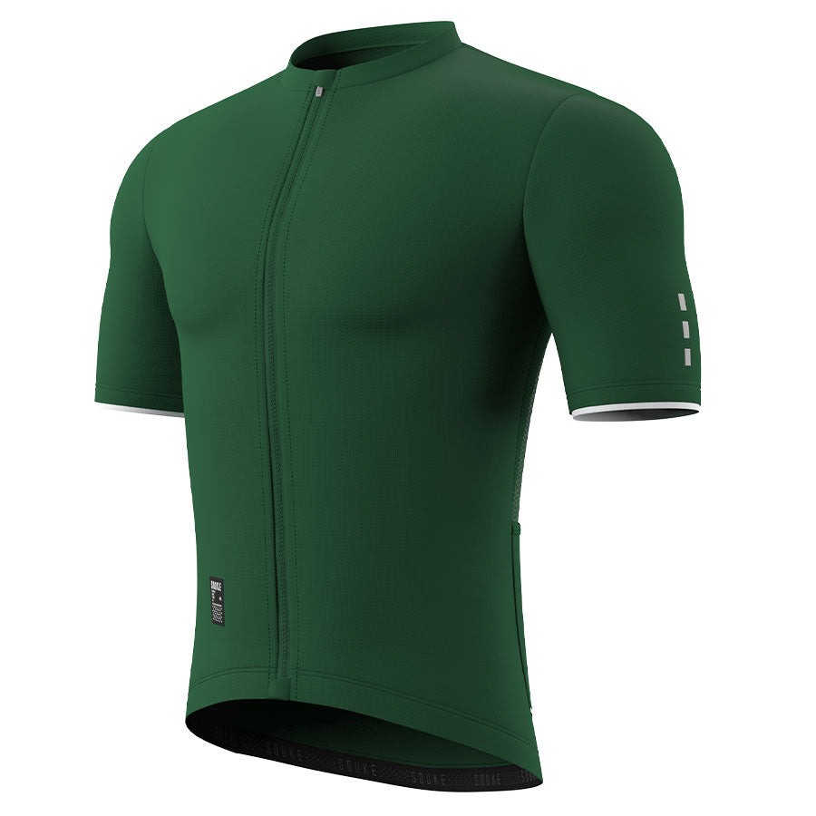 Souke Men's  Pro Team Race Fit Solid Cycling Jersey-CS1105-Green (6581659697265)