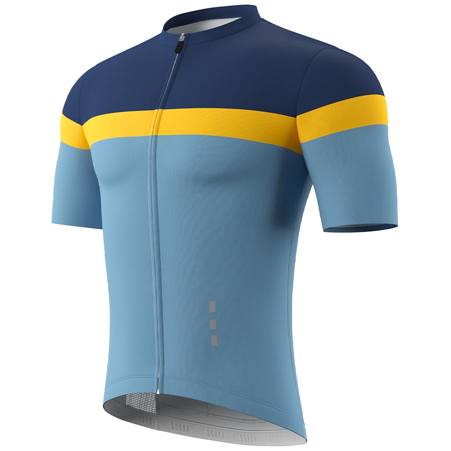 Souke Men's  Pro Team Race Fit Cycling Jersey-CS1106-Dark Blue-Light Blue (6563703390321)