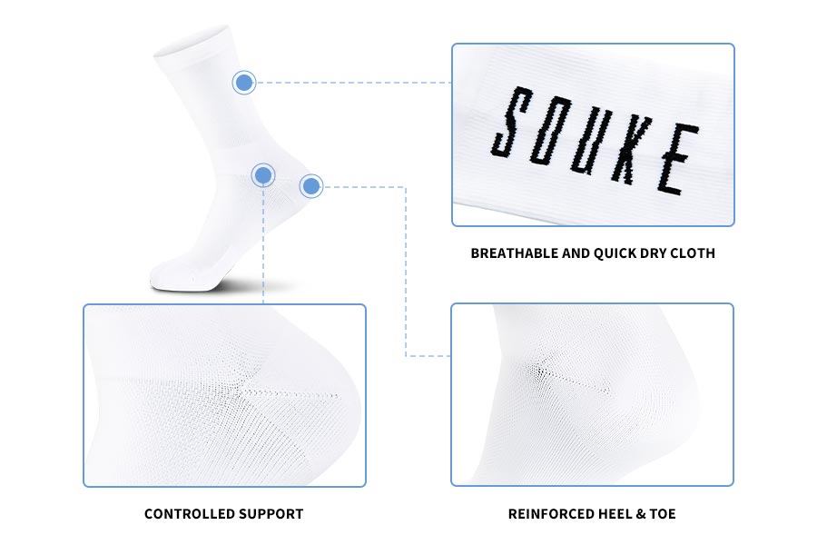 Souke Sports Men's Women's Commuting Socks Heat Absorption PS01-White-Souke Sports (6654040244337)