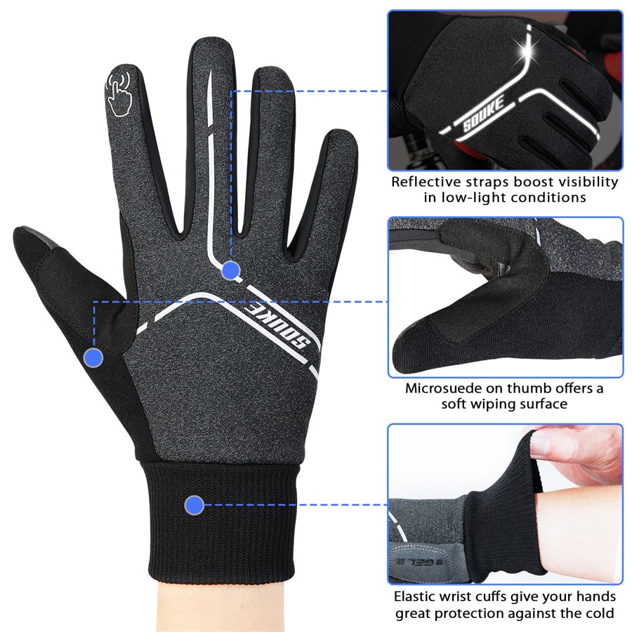 souke sports, souke ST1902, cycling accessories, riding accessories, cycling gloves, FULL finger cycling gloves, bicycle gloves for men and women, road bike cycling gloves, black and white cycling gloves, cycling gloves padded, padded cycling gloves for men and women, (4566495985777)