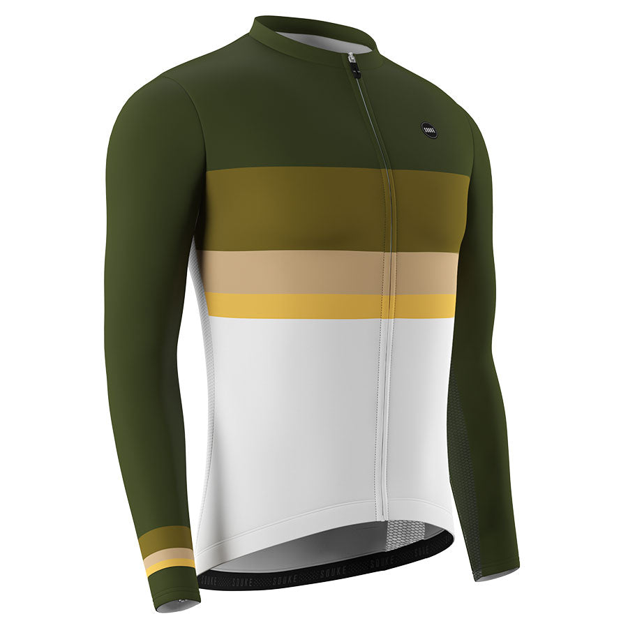 Souke, Soukesports, Men's quick dry, Cycling jersey, Long sleeve, CL1202, Green, Autumn (6632568684657)