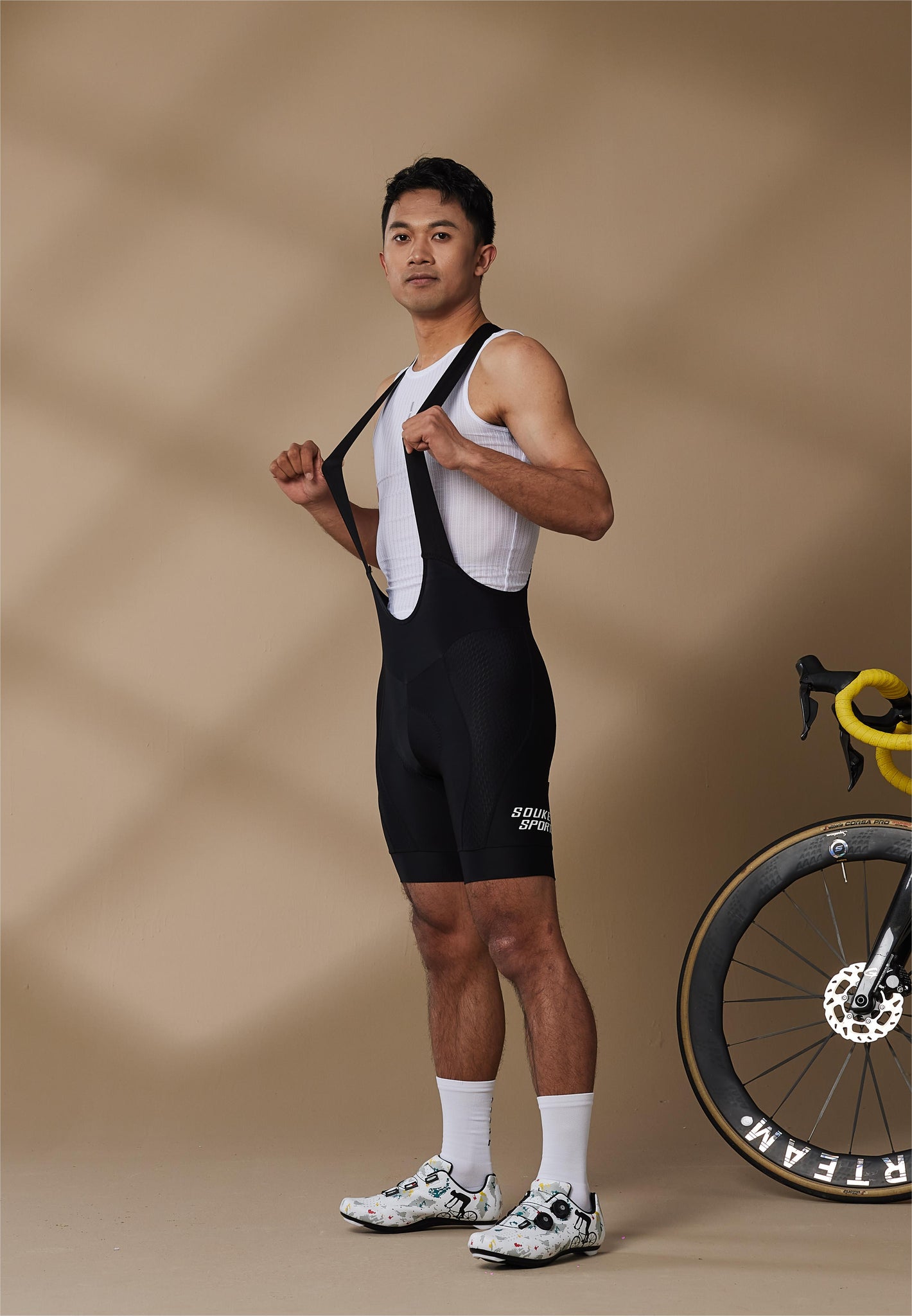 Unisex Padded Cycling Bib Shorts BS1606 -Black