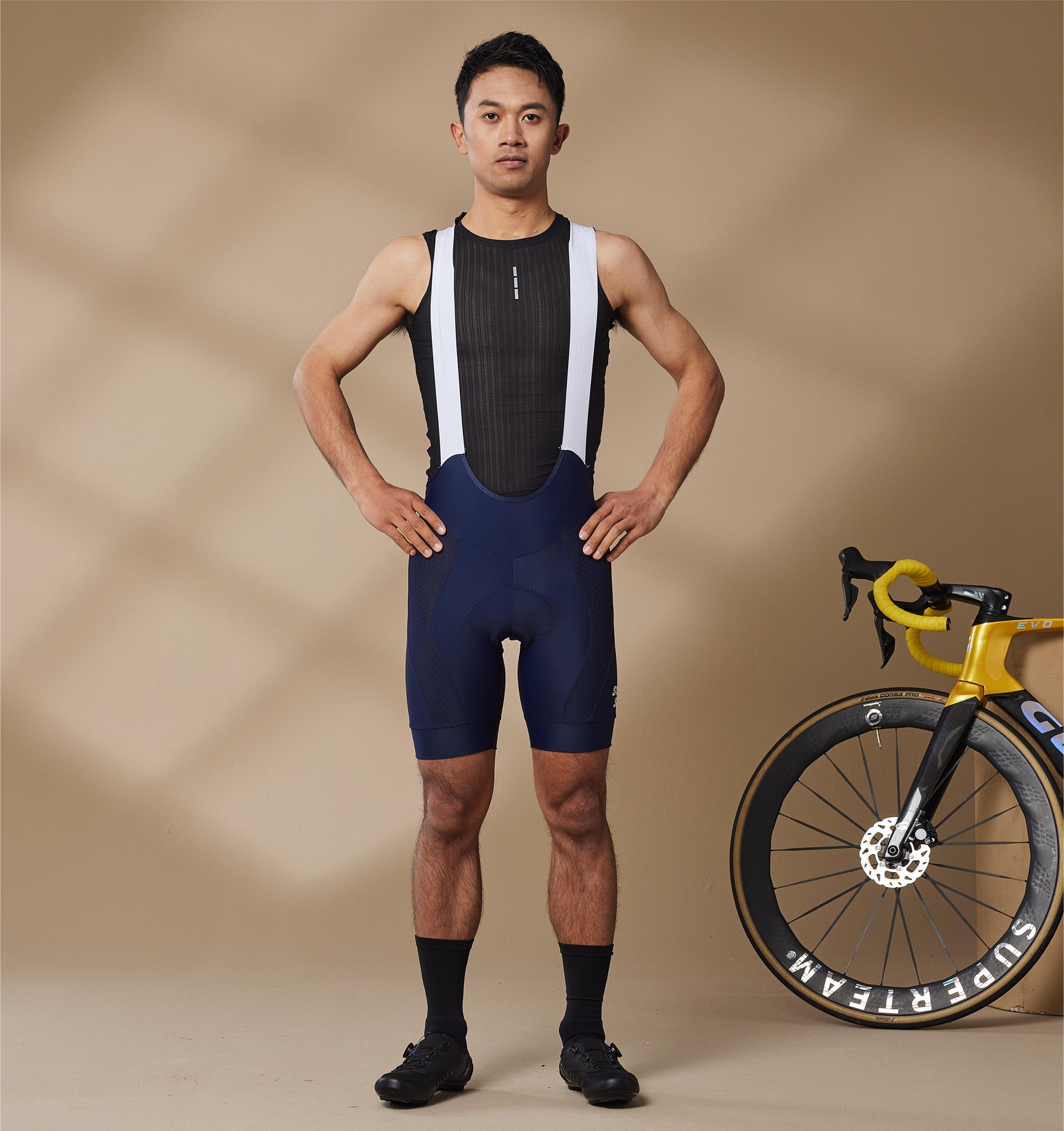Souke Men' s 4D Padded Cycling Bib Shorts-BS1606-Navy