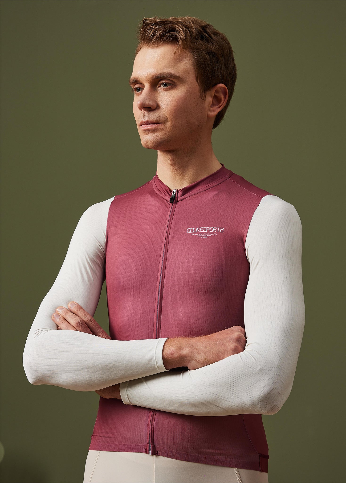 Minimalism Unisex Cycling Long Sleeve Jersey  CL1217-Maroon