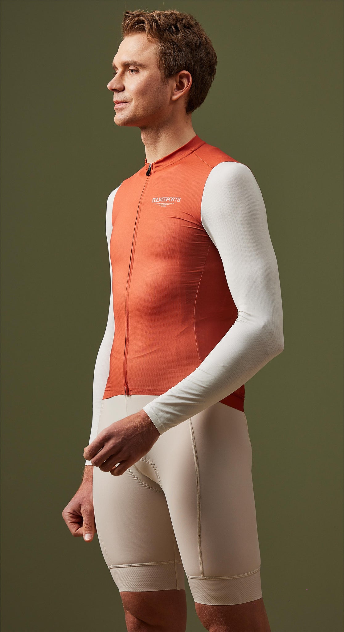 Minimalism Unisex Cycling Long Sleeve Jersey  CL1217-Orange