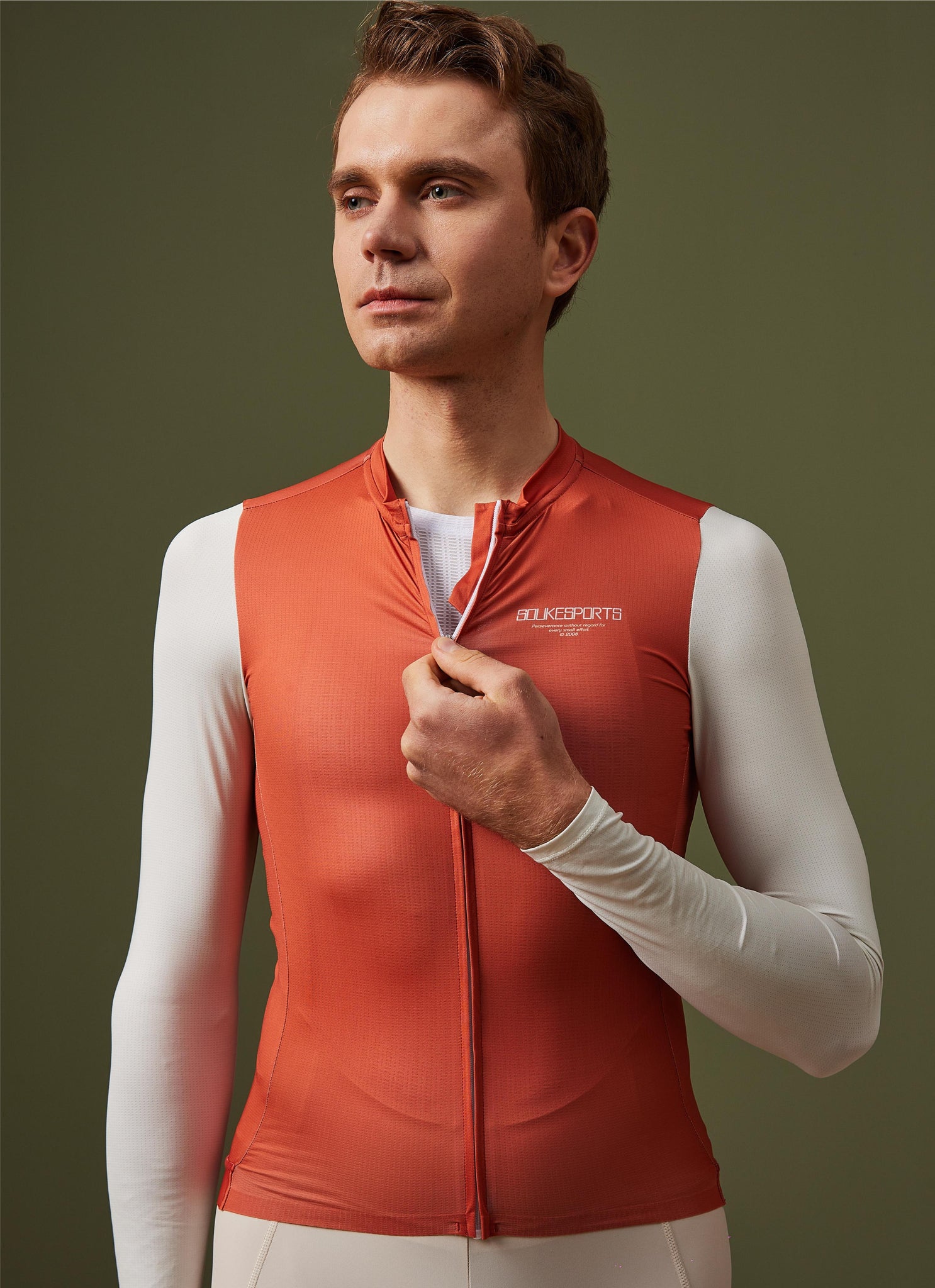 Minimalism Unisex Cycling Long Sleeve Jersey  CL1217-Orange