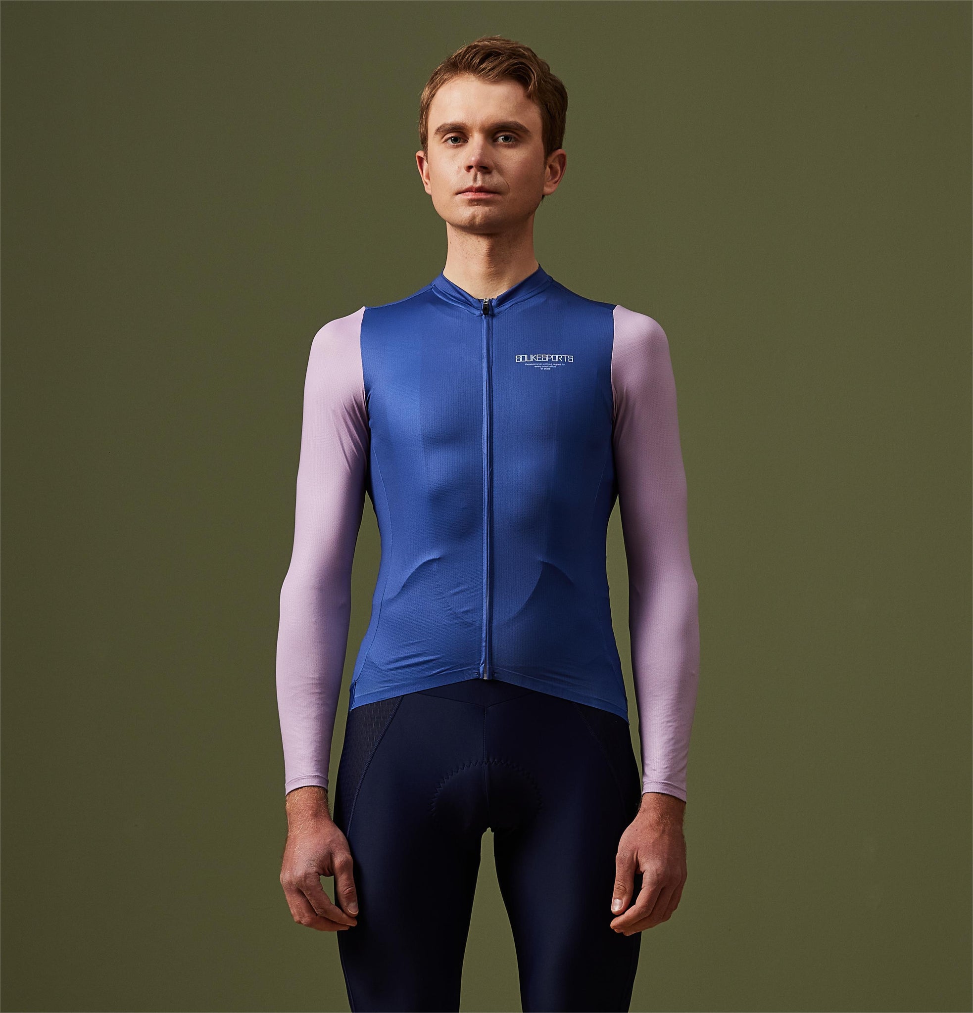 Minimalism Unisex Cycling Long Sleeve Jersey  CL1217-Navy