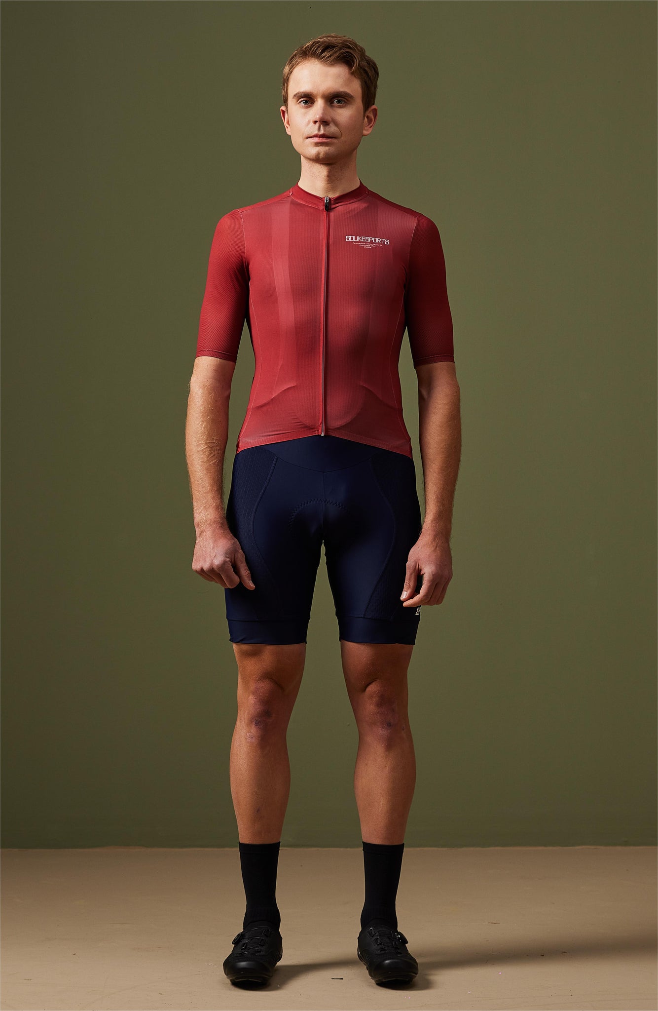 Souke Sports Minimalism Pure Color Unisex Cycling Jersey CS1168---Red Devil