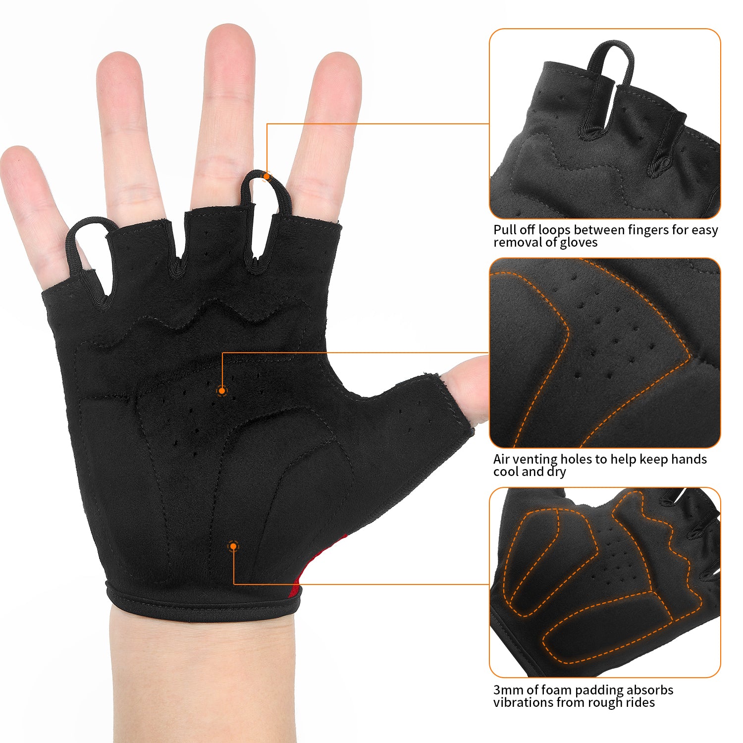 SOUKE Sports männer gepolsterte halbe Finger-Radfahren-Bike-Handschuhe-ST1901-Grün