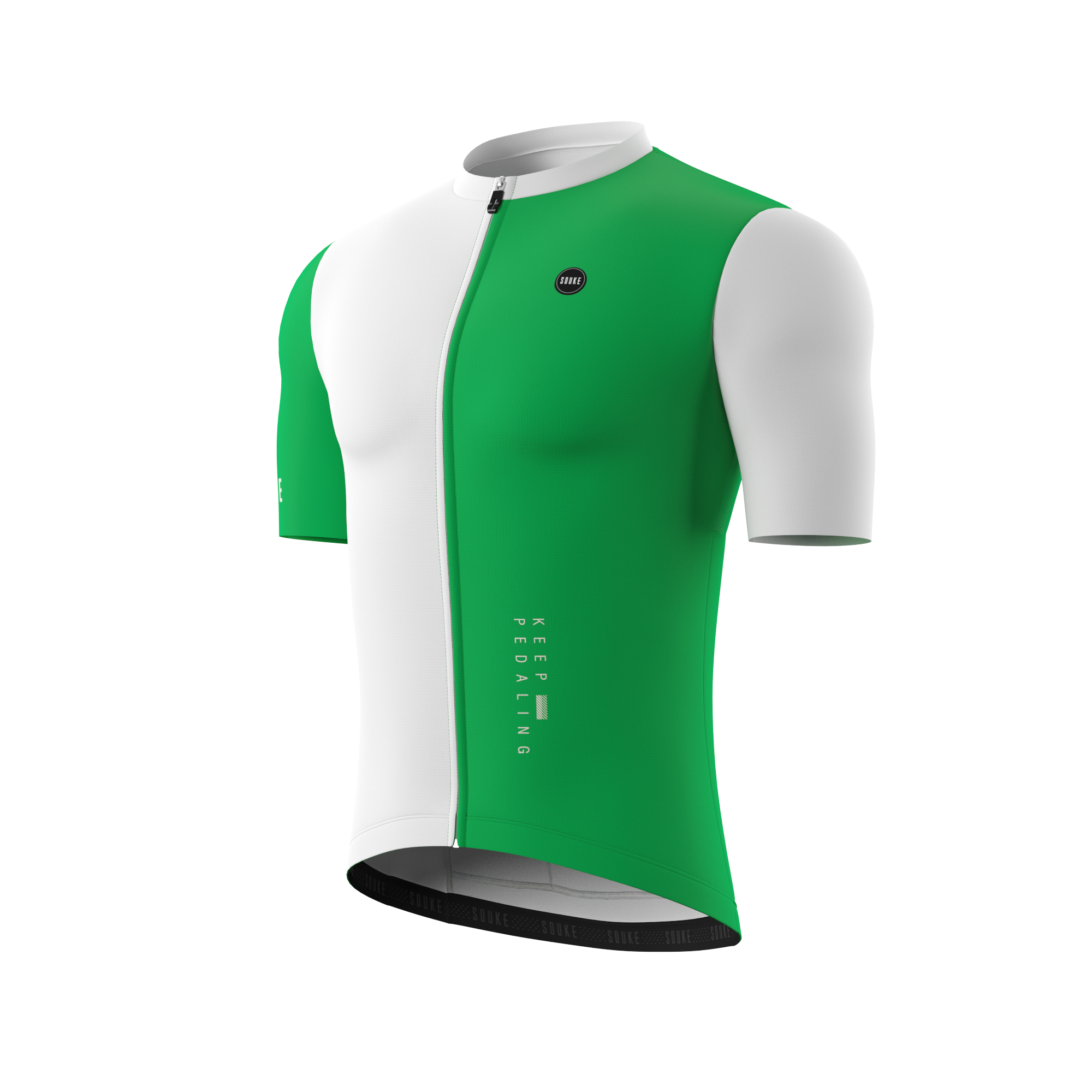 Two-Tone Patchwork Unisex Cycling Jersey  CS5502-Green
