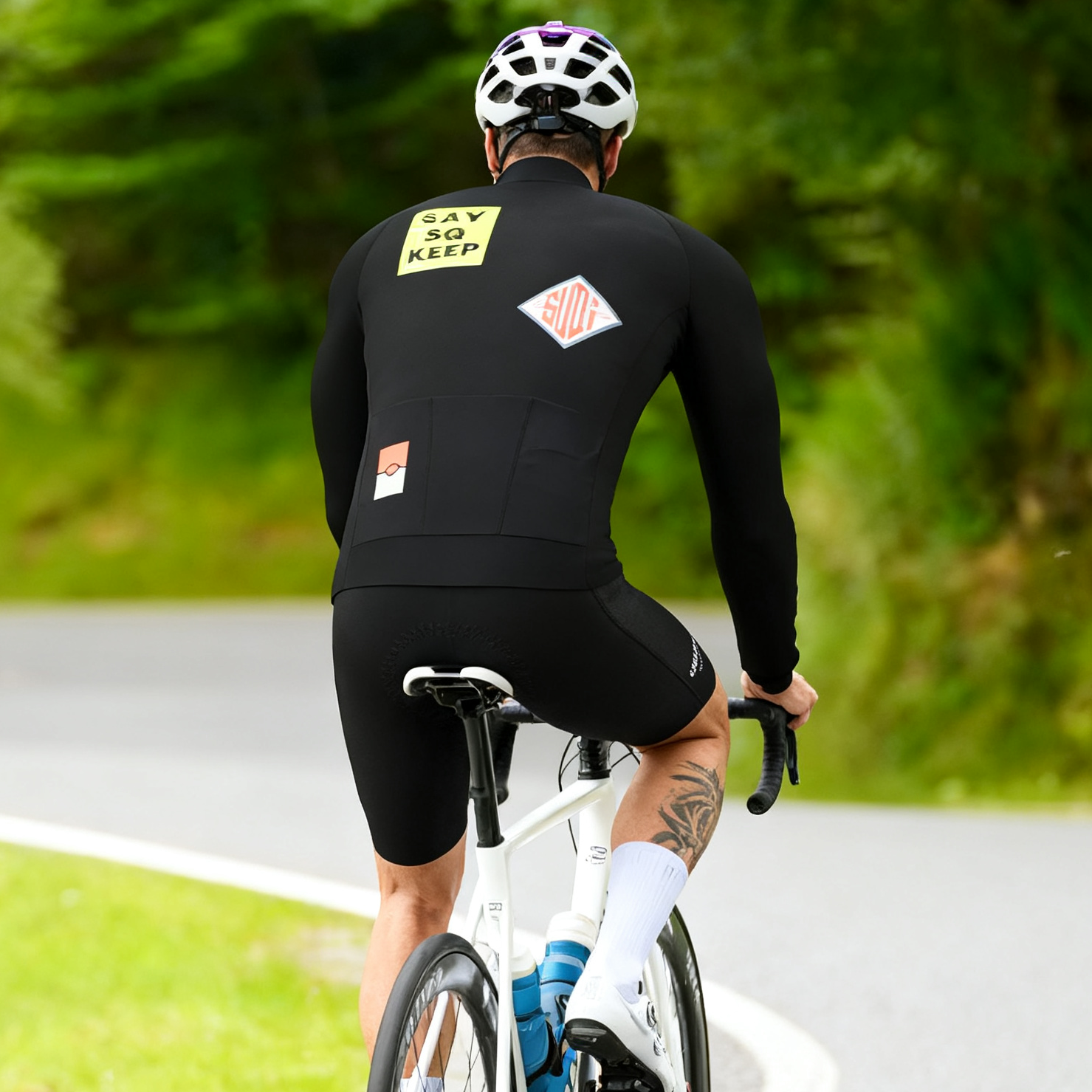 LS Fleeced Jersey + Fleeced Bib Tights Cycling Sets WJ1302+ BL3614