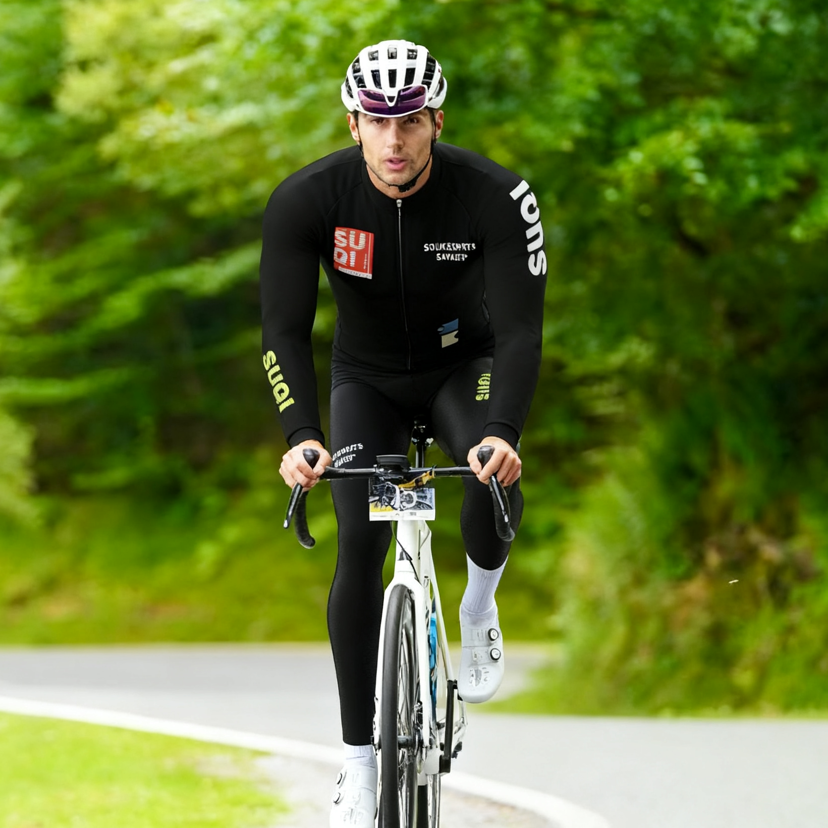 LS Fleeced Jersey + Fleeced Bib Tights Cycling Sets WJ1302+ BL3614