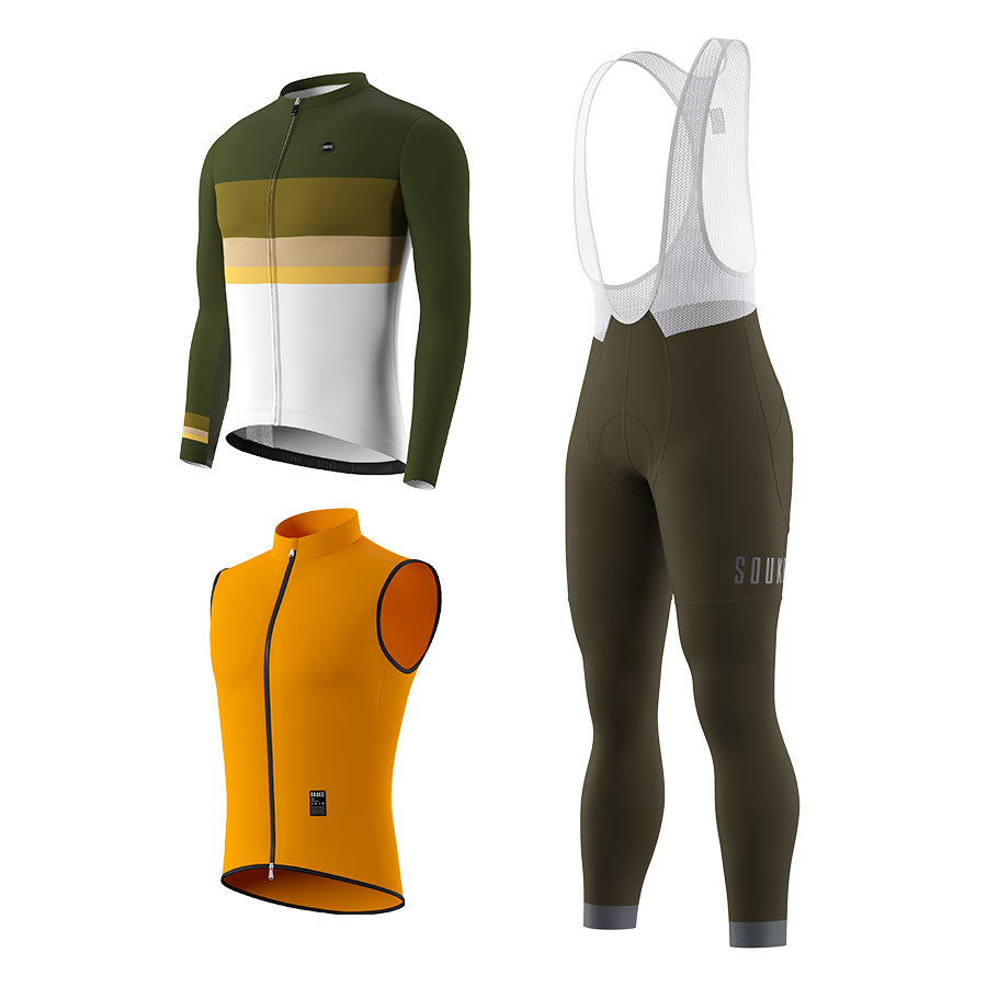 CL1202 LS Jersey,BL2601 Bib Legging, GV2204 Windproof Vest Cycling Sets (6802365677681)