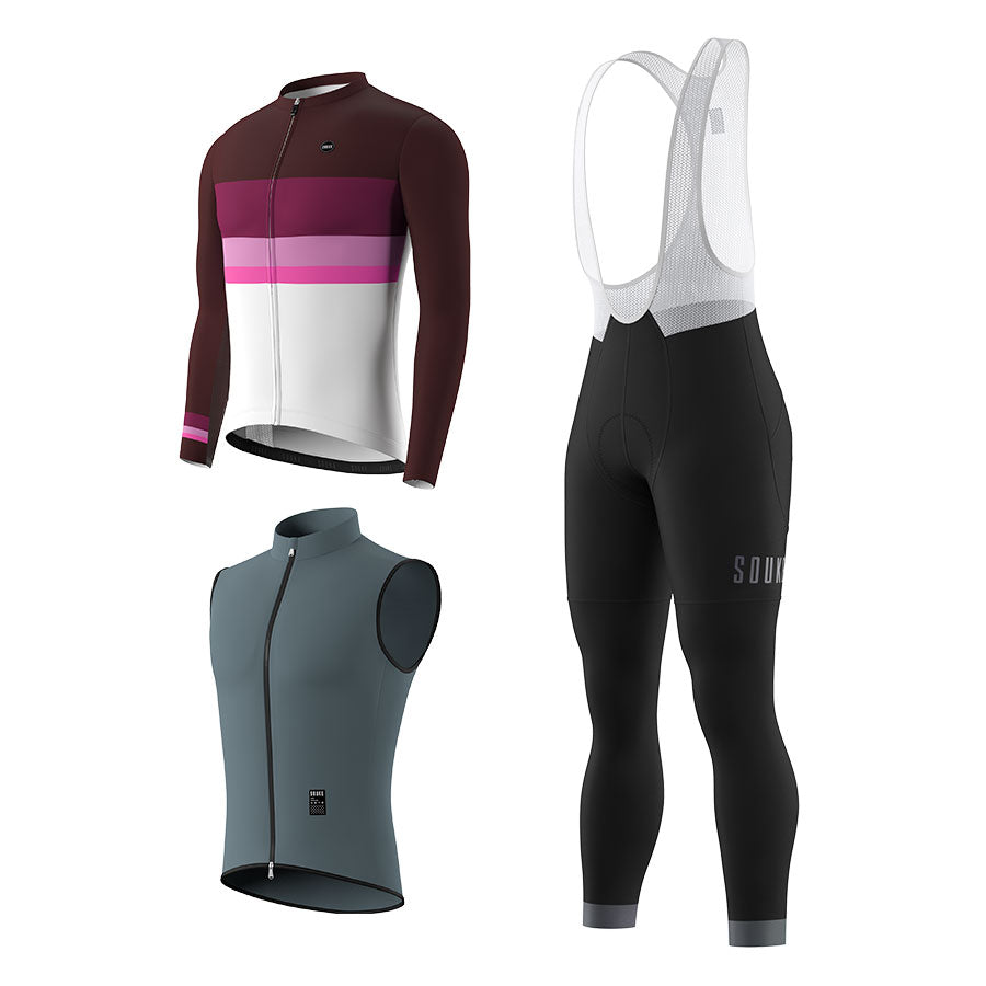 CL1202 LS Jersey,BL2601 Bib Legging, GV2204 Windproof Vest Cycling Sets (6802365677681)