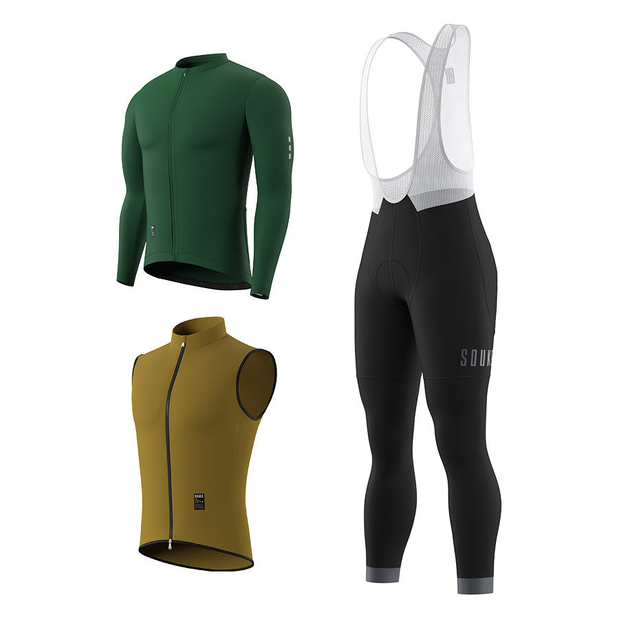 CL1205 LS Jersey,BL2601 Bib Legging ,GV2204 Windproof Vest Cycling Sets (6802343592049)