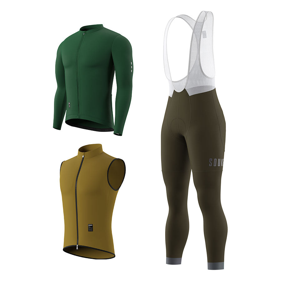 CL1205 LS Jersey,BL2601 Bib Legging ,GV2204 Windproof Vest Cycling Sets (6802343592049)