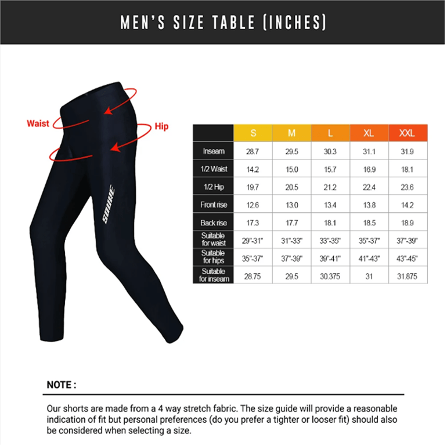 Size Guide: Men's Winter Sports Pants