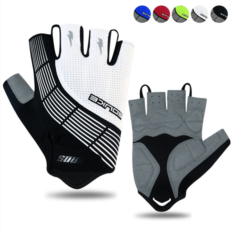 souke sports, cycling accessories, riding accessories, cycling gloves, half finger cycling gloves, bicycle gloves for men and women, road bike cycling gloves, black and white cycling gloves, cycling gloves padded, padded cycling gloves for men and women, souke ST1901 (4590593310833)
