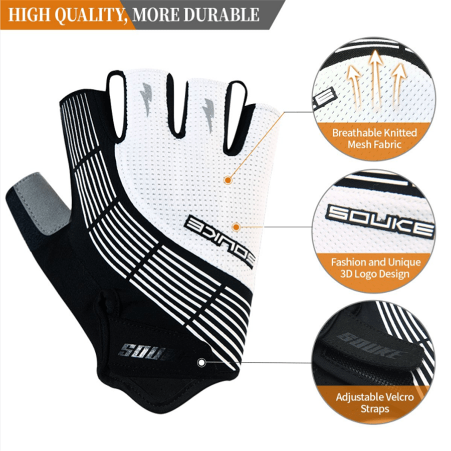 souke sports, souke ST1901 cycling accessories, riding accessories, cycling gloves, half finger cycling gloves, bicycle gloves for men and women, road bike cycling gloves, black and white cycling gloves, cycling gloves padded, padded cycling gloves for men and women, (4590593310833)