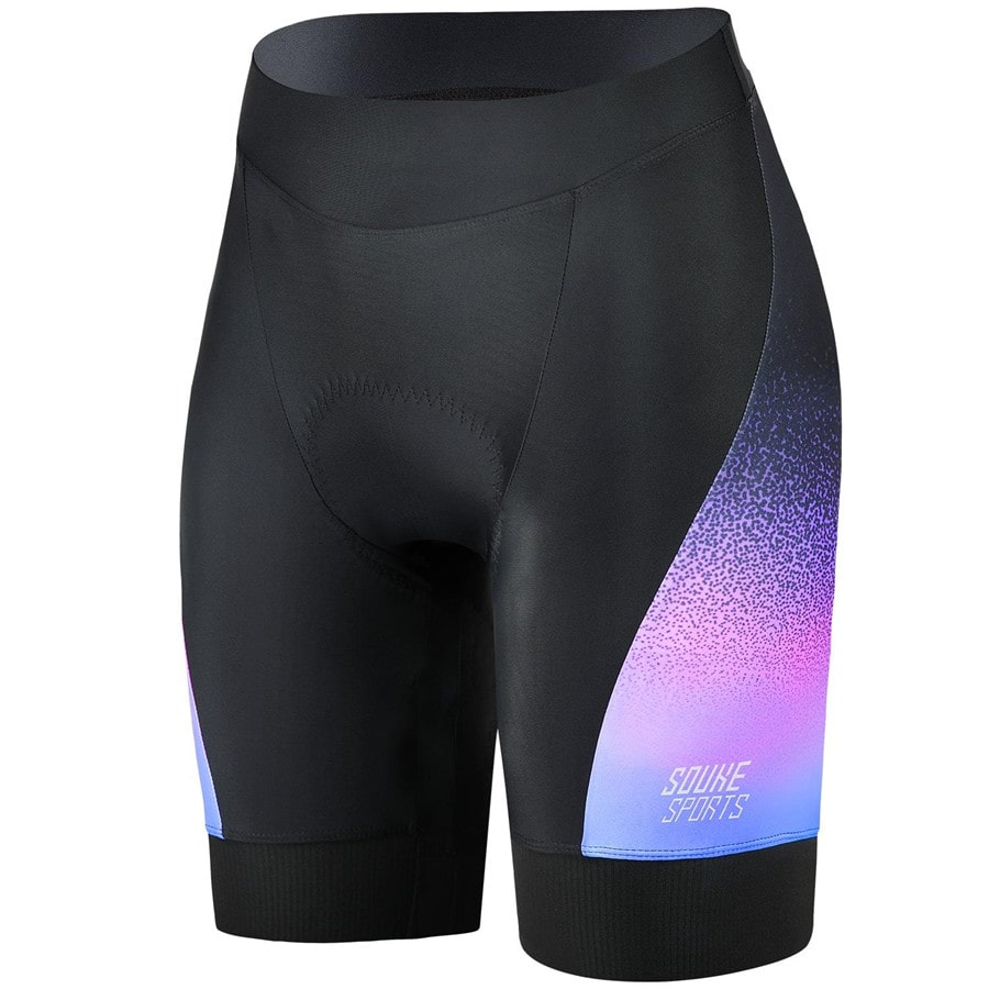 Souke Sports, souke, souke sports ps0720, women's cycling shorts with pockets,  women's cycling shorts, cycle gear, cycling clothing, bike clothing,  cycling shrots, cycling knickers, quick dry, cycling shorts padded, padded bike pants for women, cycling shorts for summer, black and purple cycling shorts, black and purple cycling knickers for women, 4d Padded, best affordable cycling knickers, (4590599602289)