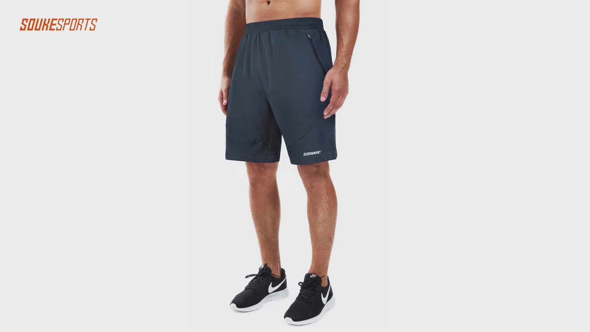 Souke Sports Men's Quick-Dry Running Shorts-PS3109-Grey