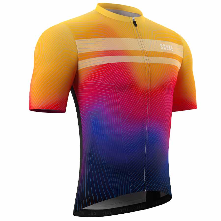 Souke Men's Hi Race Quick Dry Tie Dye Pro Biker Short Sleeve Cycling Jersey, Extreme Comfort, CS1104-Orange (6558172217457)
