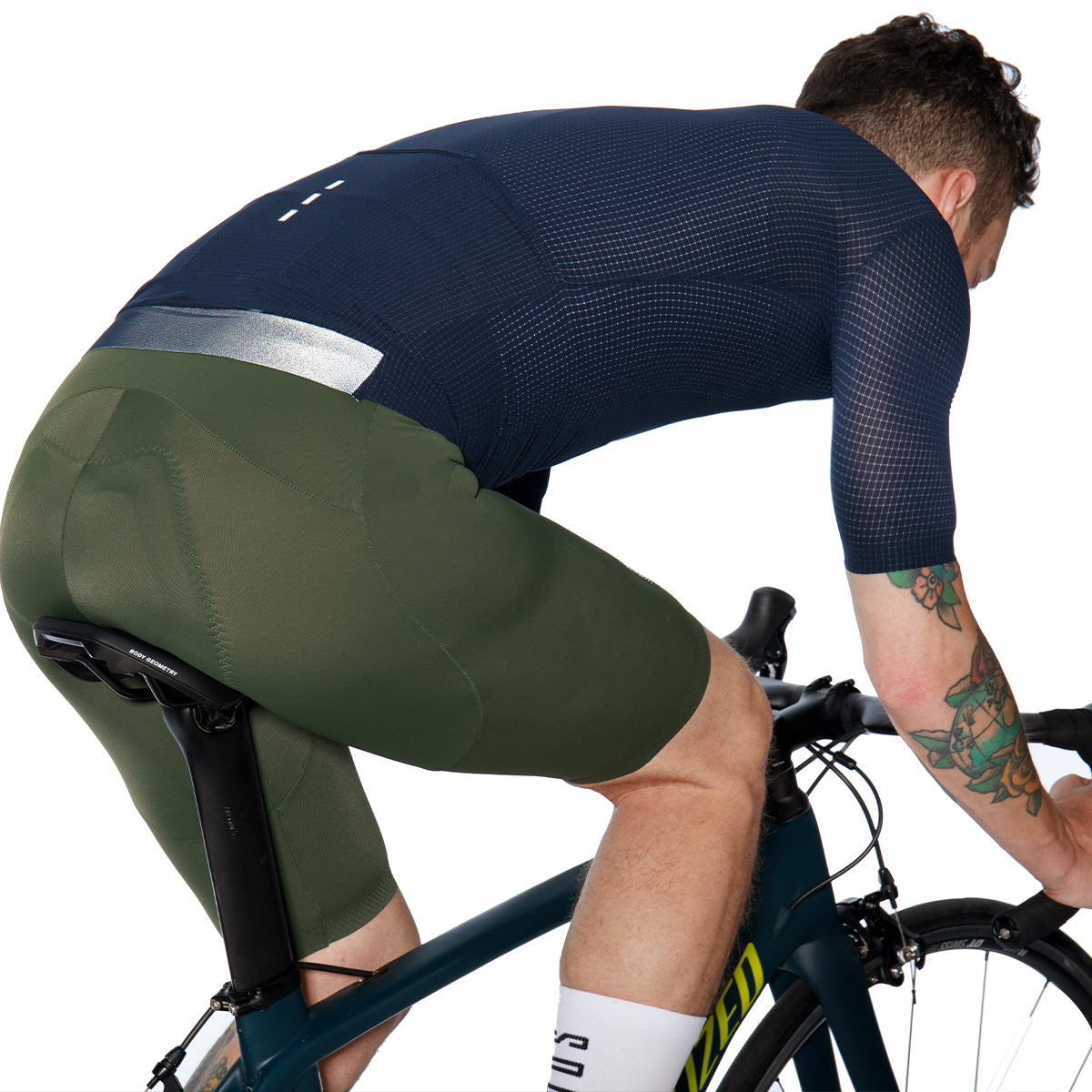 Summer Road Cycling Bib Shorts Green for Men