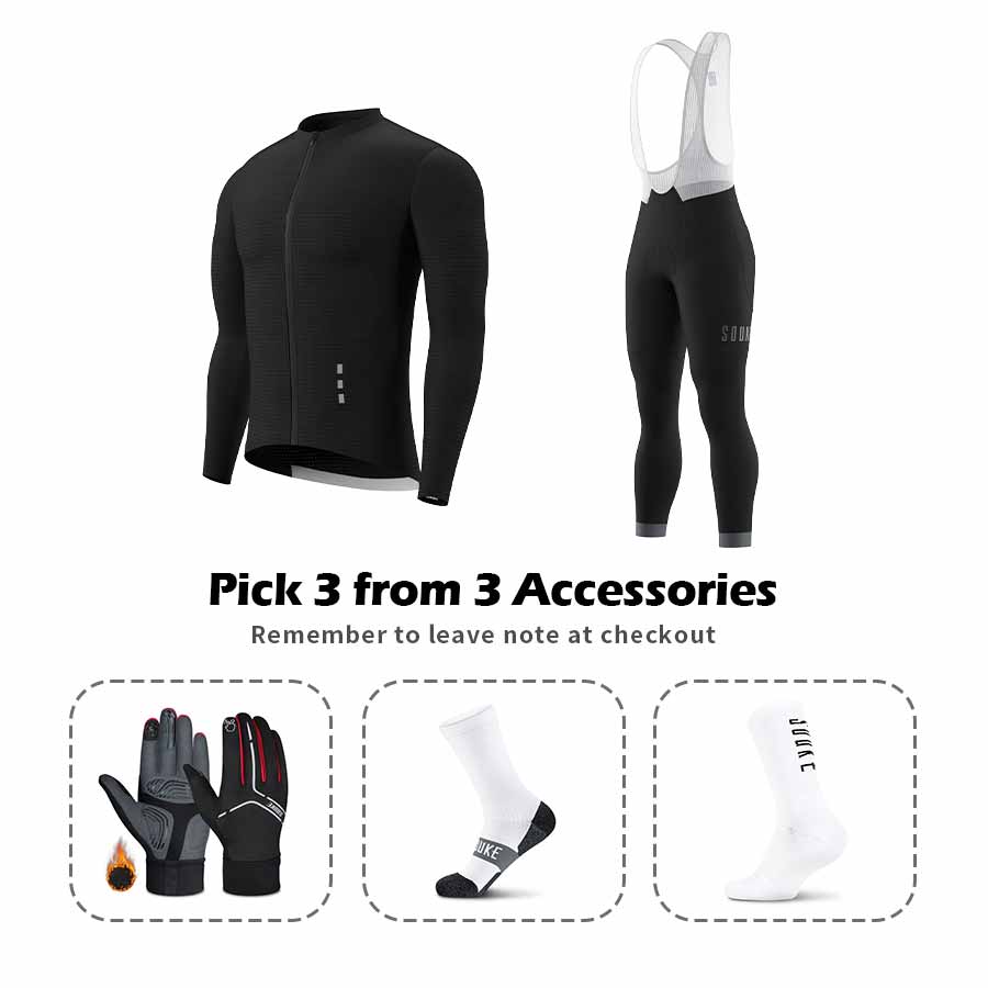 Long Sleeve Jersey CL1201+ Bib Leggings BL2601 + Accessories - Souke Sports Cycling Set-Souke Sports (6680141332593)