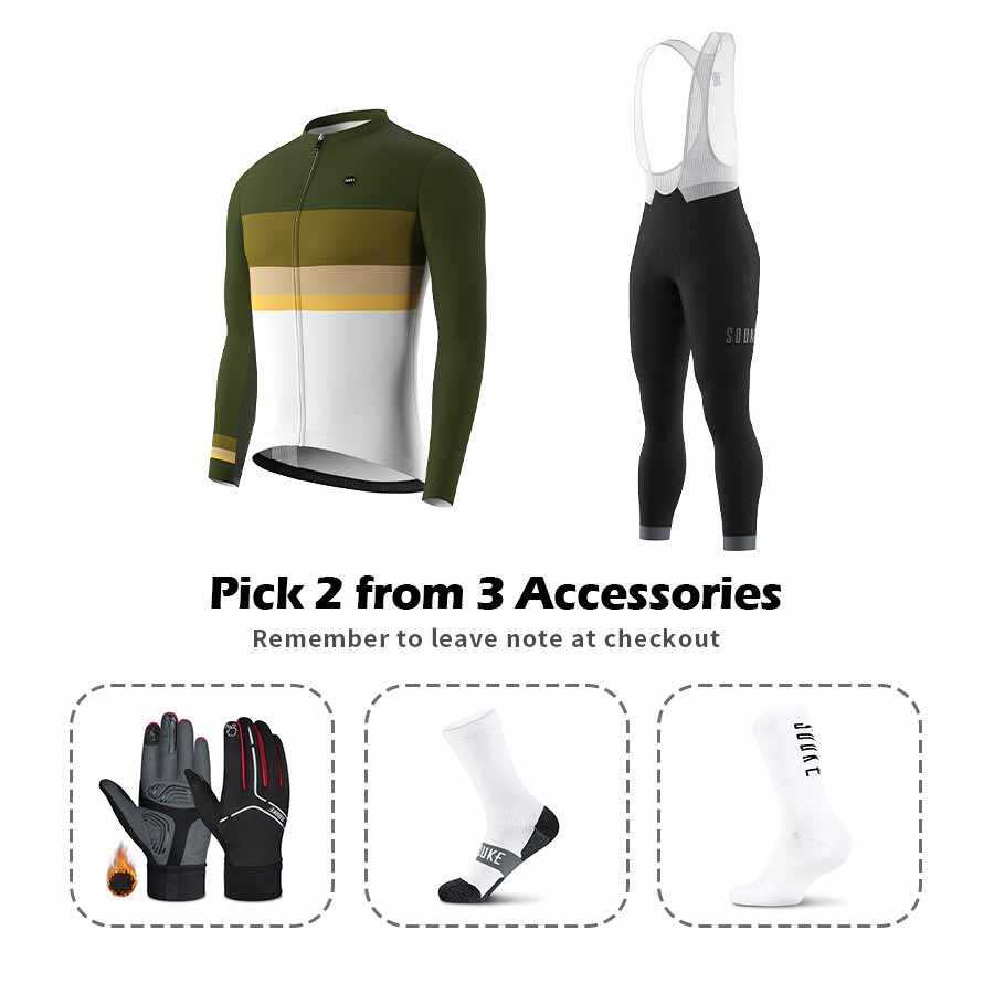 Long Sleeve Jersey CL1202+ Bib Leggings BL2601 + Accessories - Souke Sports Cycling Set-Souke Sports (6680159256689)