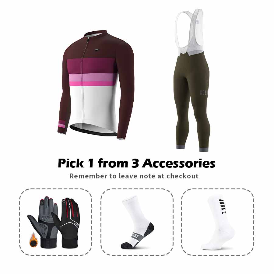 Long Sleeve Jersey CL1202+ Bib Leggings BL2601 + Accessories - Souke Sports Cycling Set-Souke Sports (6680159256689)