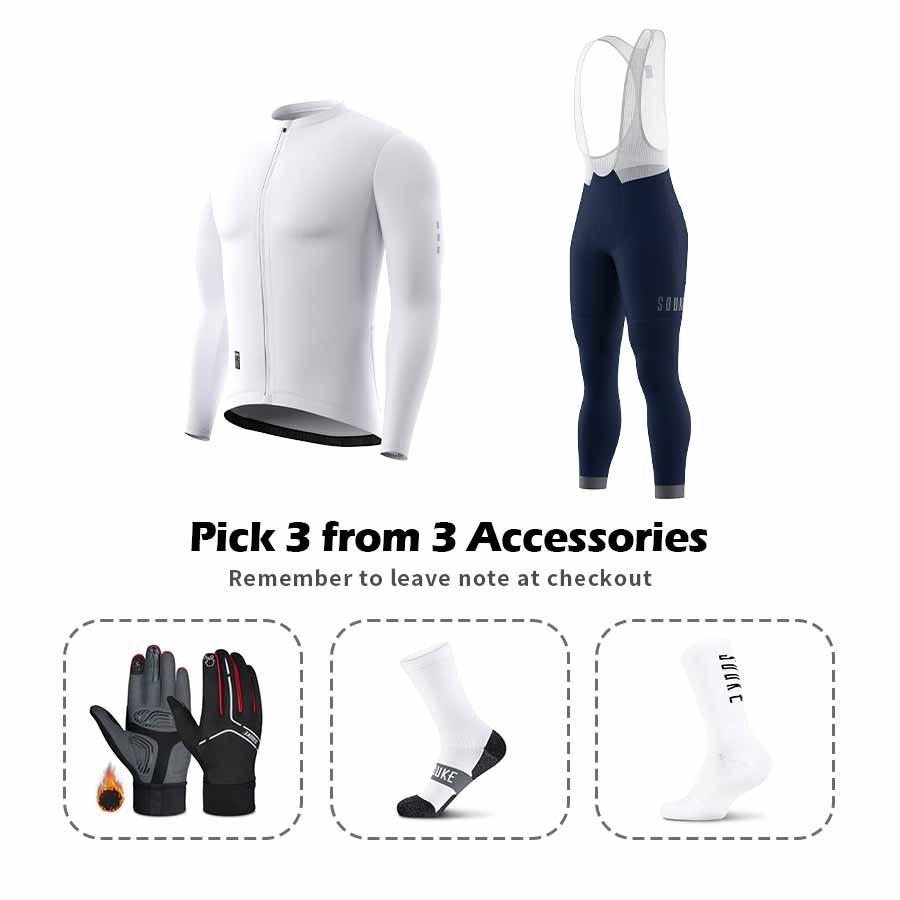 Long Sleeve Jersey CL1205+ Bib Leggings BL2601 + Accessories - Souke Sports Cycling Set-Souke Sports (6680188911729)