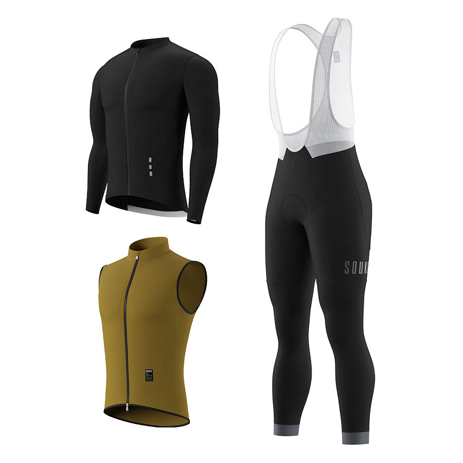 CL1201 LS Jersey + BL2601 Bib Legging + GV2204 Windproof Gilet Cycling Sets (6802320130161)