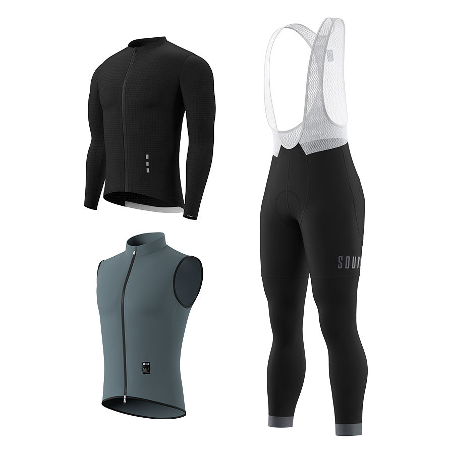 CL1201 LS Jersey + BL2601 Bib Legging + GV2204 Windproof Gilet Cycling Sets (6802320130161)
