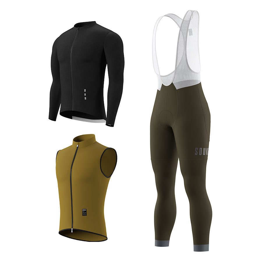 CL1201 LS Jersey + BL2601 Bib Legging + GV2204 Windproof Gilet Cycling Sets (6802320130161)