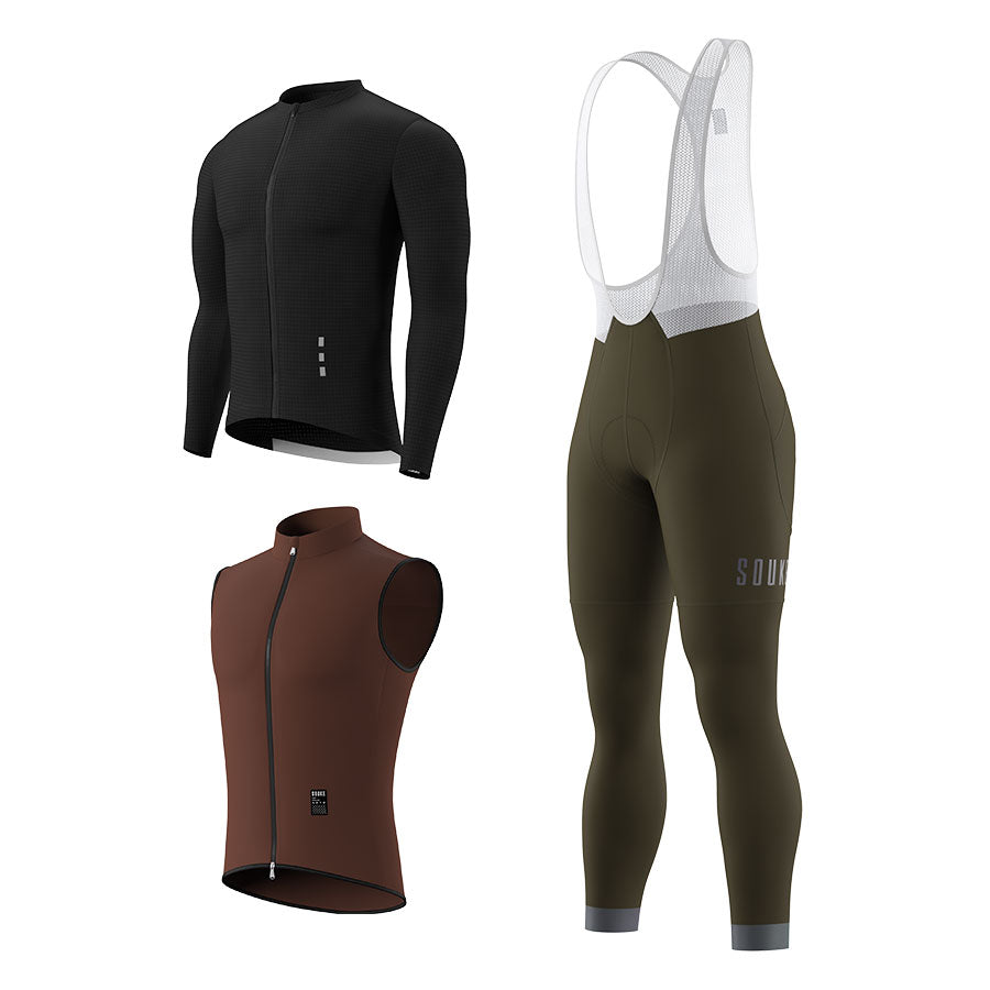 CL1201 LS Jersey + BL2601 Bib Legging + GV2204 Windproof Gilet Cycling Sets (6802320130161)