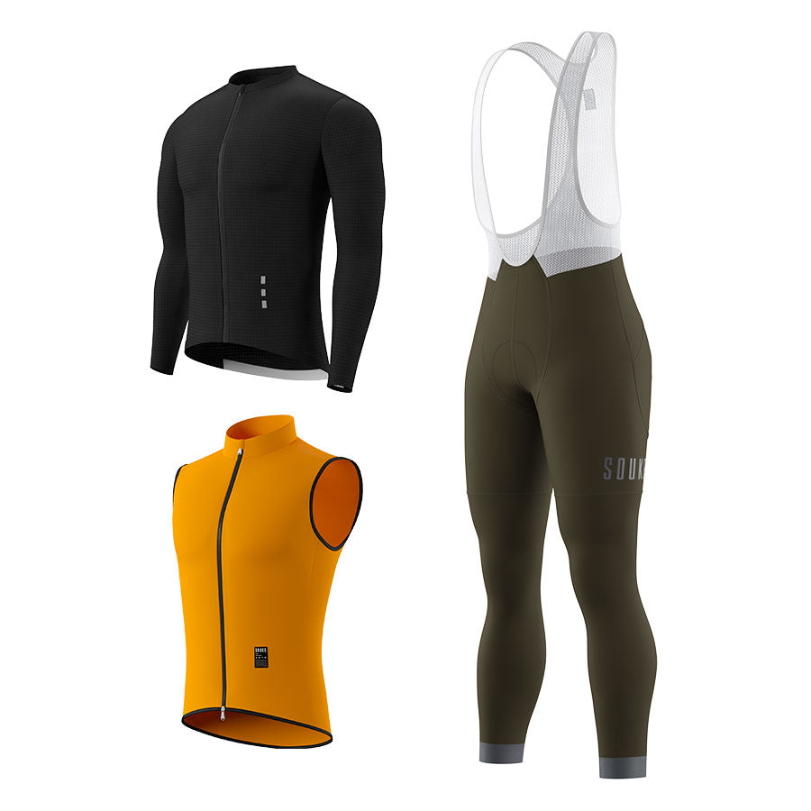 CL1201 LS Jersey + BL2601 Bib Legging + GV2204 Windproof Gilet Cycling Sets (6802320130161)