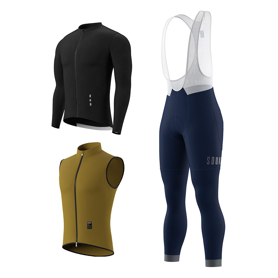 CL1201 LS Jersey + BL2601 Bib Legging + GV2204 Windproof Gilet Cycling Sets (6802320130161)