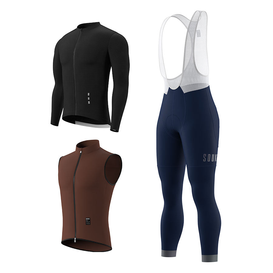 CL1201 LS Jersey + BL2601 Bib Legging + GV2204 Windproof Gilet Cycling Sets (6802320130161)