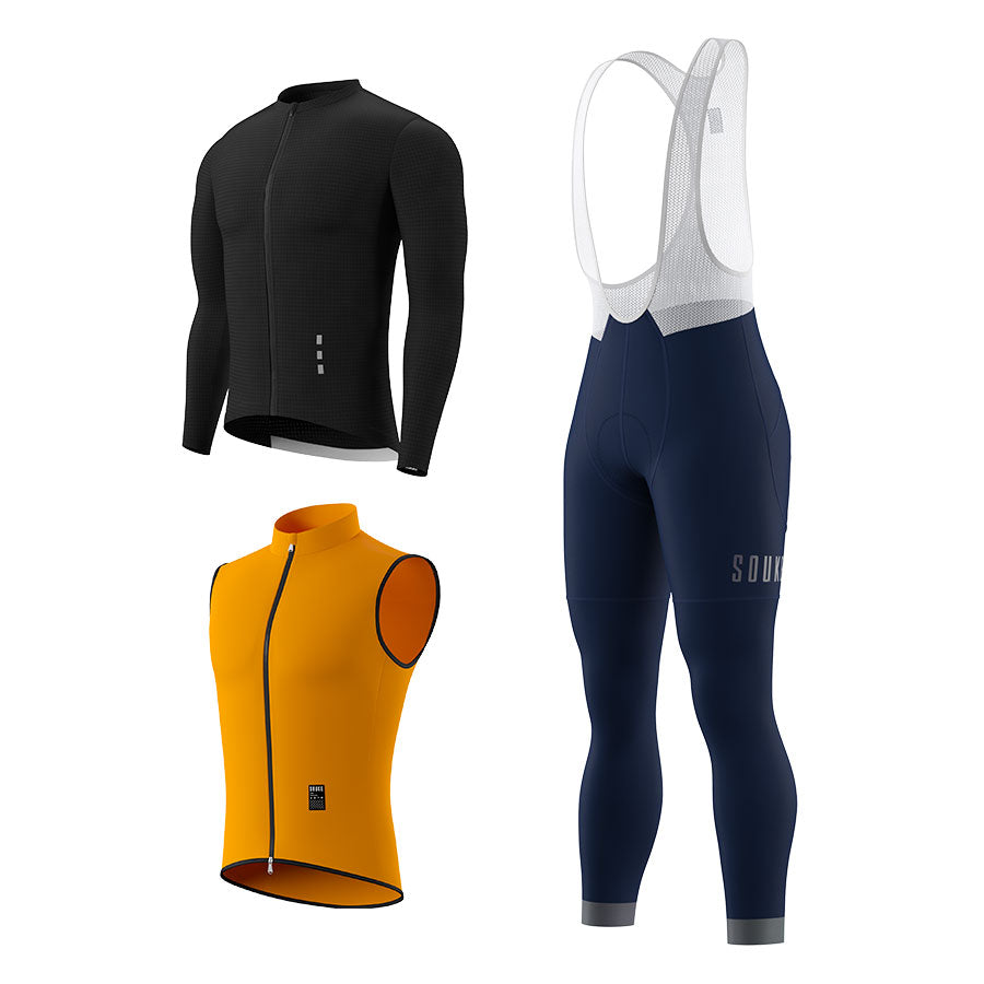CL1201 LS Jersey + BL2601 Bib Legging + GV2204 Windproof Gilet Cycling Sets (6802320130161)