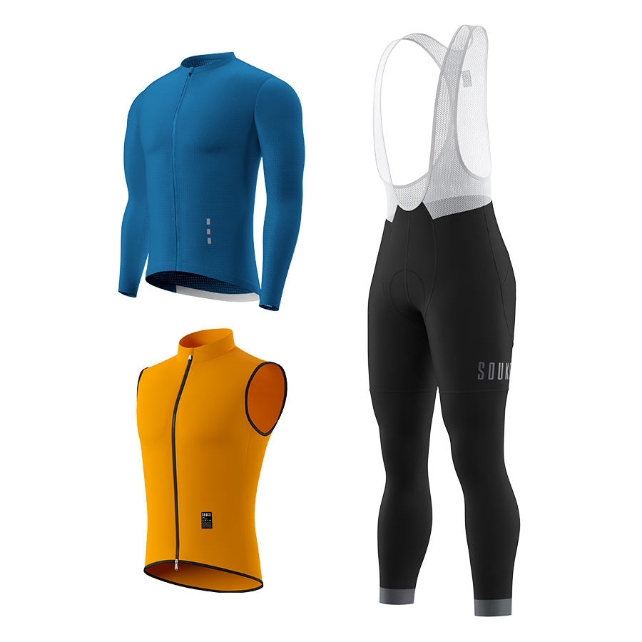 CL1201 LS Jersey + BL2601 Bib Legging + GV2204 Windproof Gilet Cycling Sets (6802320130161)