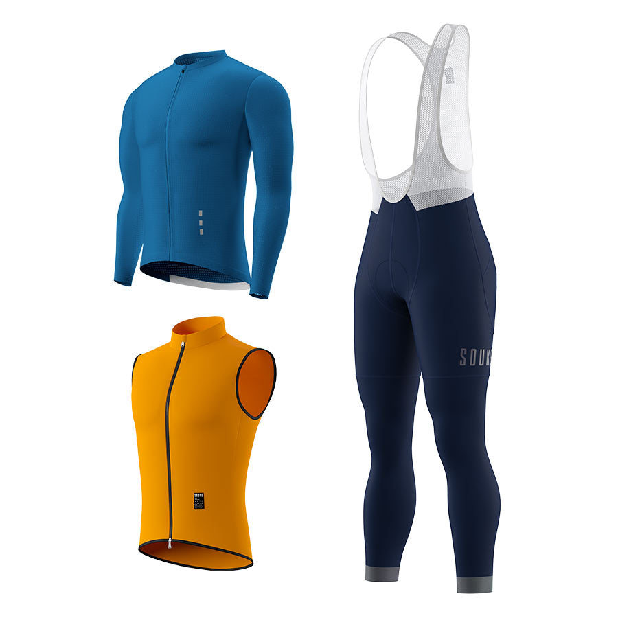 CL1201 LS Jersey + BL2601 Bib Legging + GV2204 Windproof Gilet Cycling Sets (6802320130161)