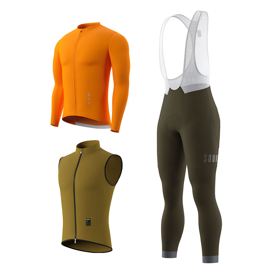 CL1201 LS Jersey + BL2601 Bib Legging + GV2204 Windproof Gilet Cycling Sets (6802320130161)