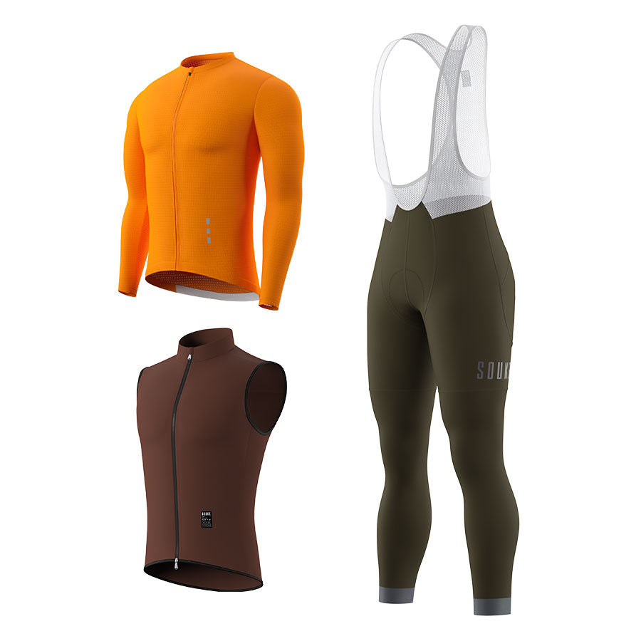 CL1201 LS Jersey + BL2601 Bib Legging + GV2204 Windproof Gilet Cycling Sets (6802320130161)