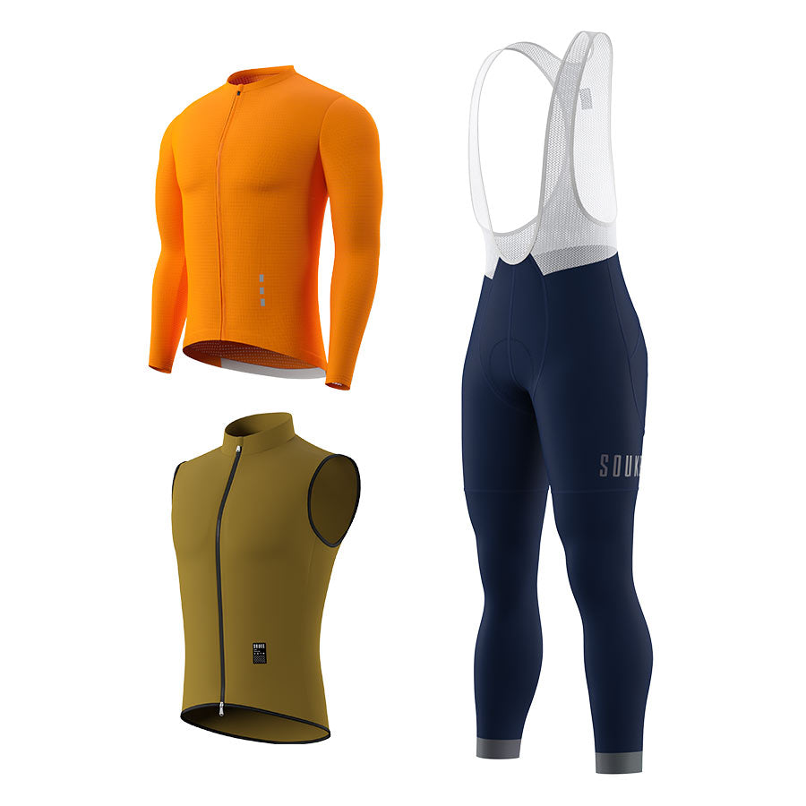CL1201 LS Jersey + BL2601 Bib Legging + GV2204 Windproof Gilet Cycling Sets (6802320130161)