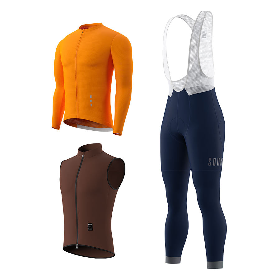 CL1201 LS Jersey + BL2601 Bib Legging + GV2204 Windproof Gilet Cycling Sets (6802320130161)