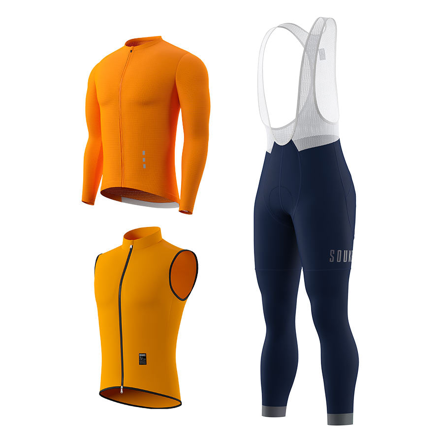 CL1201 LS Jersey + BL2601 Bib Legging + GV2204 Windproof Gilet Cycling Sets (6802320130161)